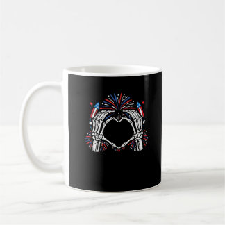 Caneca De Café Skeleton Hand Heart EUA Patriotic American