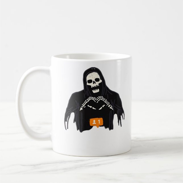 Caneca De Café Skeleton Hand Heart Follower Classic (Esquerda)