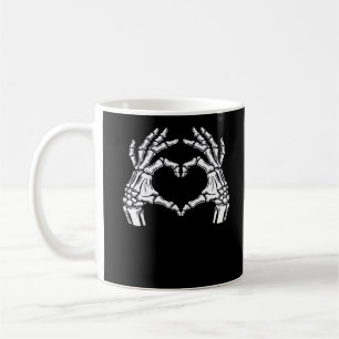 Caneca De Café Skeleton Heart Hands Sinal Halloween Figurume Vira