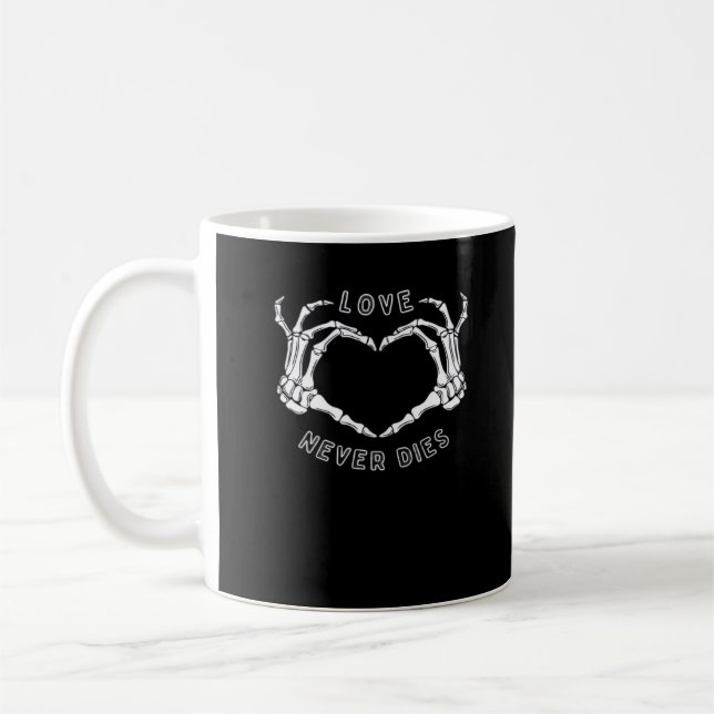 Caneca De Café Skeleton Heart Mãos Engraçadas e Clássicas (Esquerda)