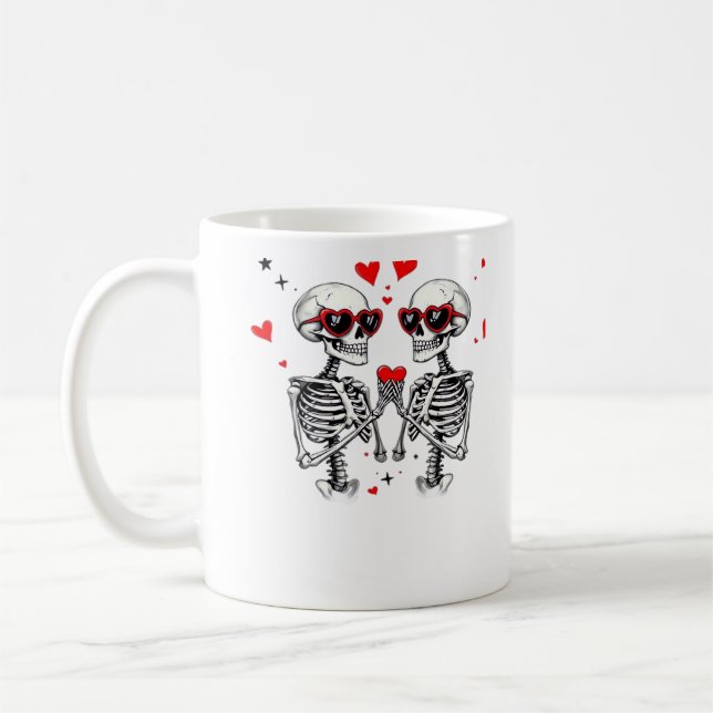 Caneca De Café Skeleton Heart Mãos Para Tendência (Esquerda)