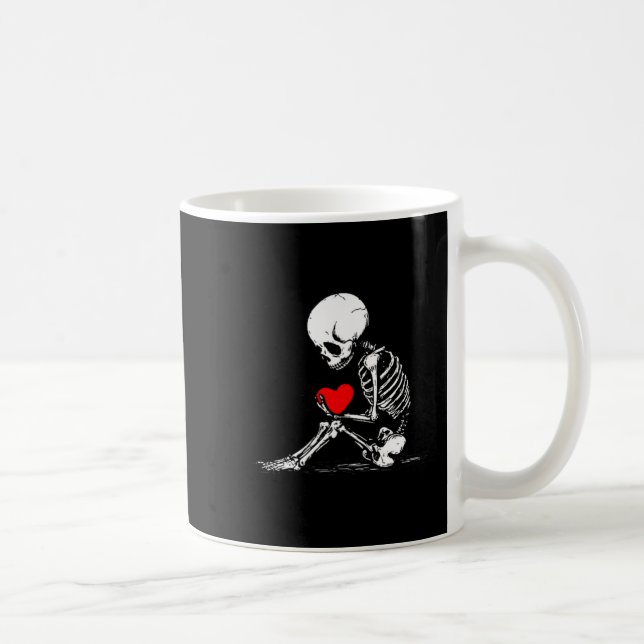Caneca De Café Skeleton Heart Valentines Emo Gothic Minimalist Ck (Direita)