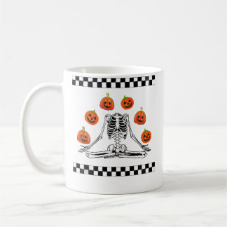 Caneca De Café Skeleton Juggling Pumpkin Head Funny Skeleton Hall