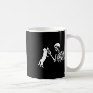 Caneca De Café Skeleton Mão Brincando De Gato De Halloween Sk