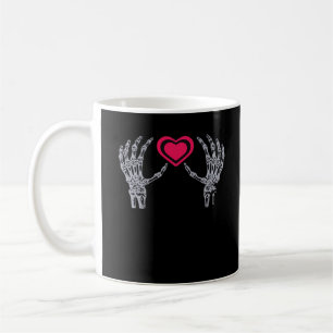 Caneca De Café Skeleton Mãos Coração