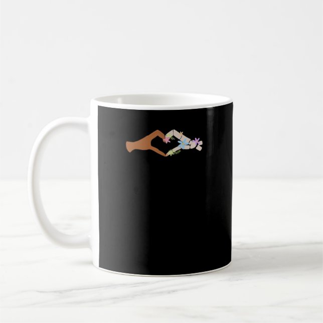 Caneca De Café Skeleton Mãos Coração Básico (Esquerda)