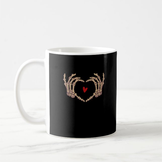 Caneca De Café Skeleton Mãos Mulheres Mãos Esqueléticas Dia das B (Esquerda)