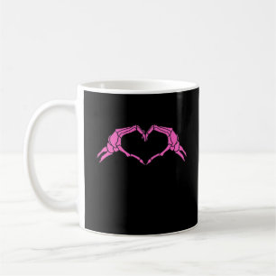Caneca De Café Skeleton Mãos - Sinal de Coração Retro Halloween