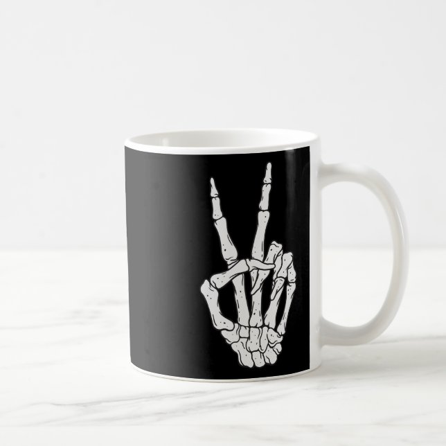 Caneca De Café Skeleton Mãos Sinal de Paz Figurino de Halloween (Direita)
