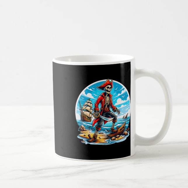 Caneca De Café Skeleton Pirate Tee Skull Halloween Skeleton Pirat (Direita)