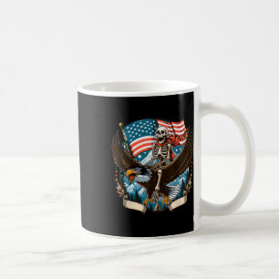 Caneca De Café Skeleton Riding Eagle Usa American 4 De Julho Pat