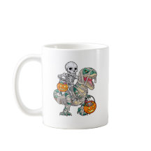 Skeleton Riding Mummy Dinosaur Halloween
