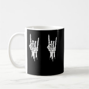 Caneca De Café Skeleton, Rock On Hands, Halloween, Homens Mulhere