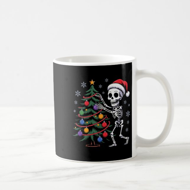 Caneca De Café Skeleton Santa Hat Christmas Tree Creepy Cute Xmas (Direita)