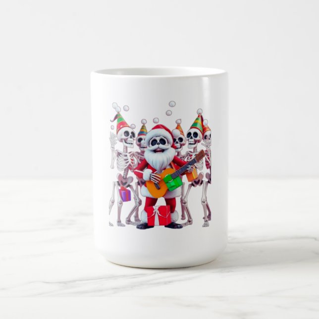 Caneca De Café **Skeleton Santa Party – Funny 3D Christmas Skelet (Centro)