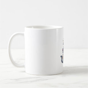 Caneca De Café Skeleton segurando um gato de boneca de Halloween