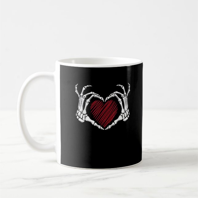 Caneca De Café Skeleton - Sinal de Coração Mão - Trending Hallowe (Esquerda)