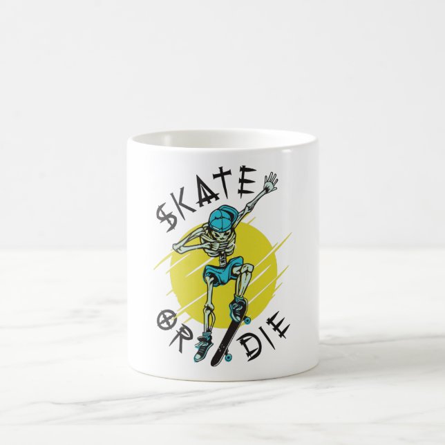 Caneca De Café Skeleton Skateboarder skate ou die (Centro)