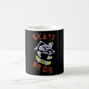 Caneca De Café Skeleton Skateboarder skate ou die