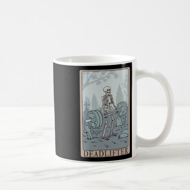 Caneca De Café Skeleton Tarot Card Deadlifter (Direita)