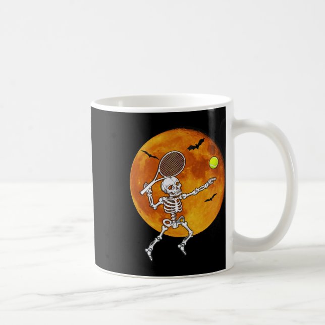Caneca De Café Skeleton Tênis Halloween Racket Ll (Direita)