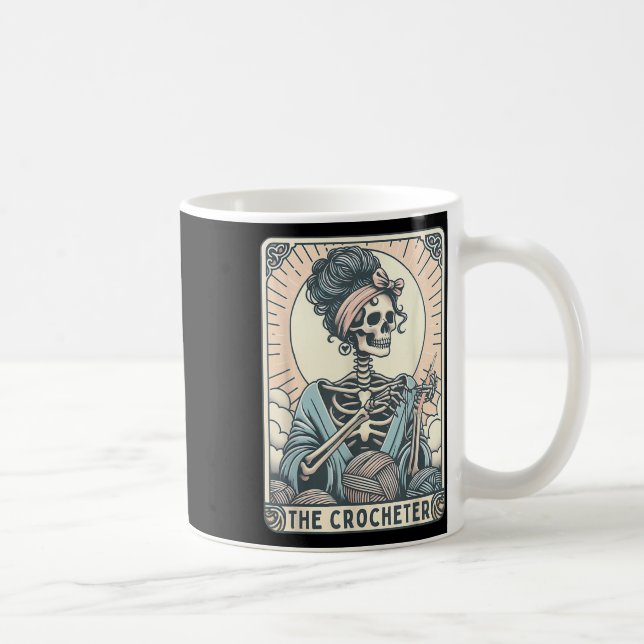 Caneca De Café Skeleton The Crocheter Mom Tarot Card Knitter Croc (Direita)