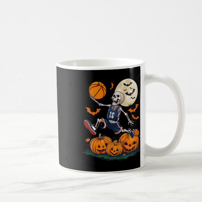 Caneca De Café Skeleton tocando Bysketbyll Homens do Dia das Brux (Direita)