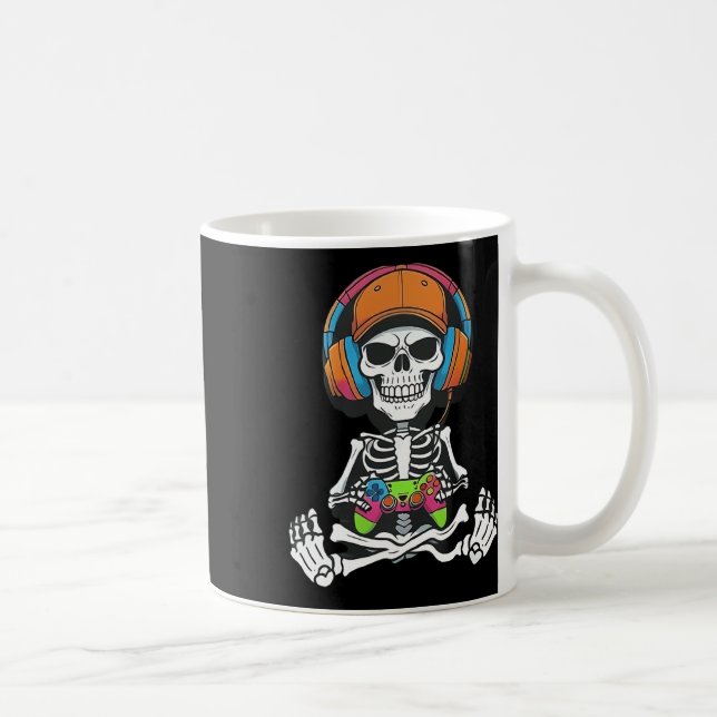 Caneca De Café Skeleton Video Game Halloween Gaming Gamer Boys Me (Direita)