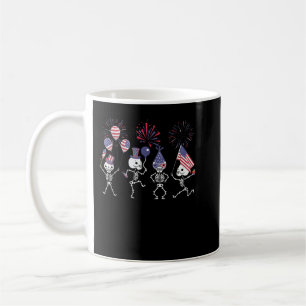 Caneca De Café Skeletons Dançando Julho Quarto Engraçado 4 De Jul