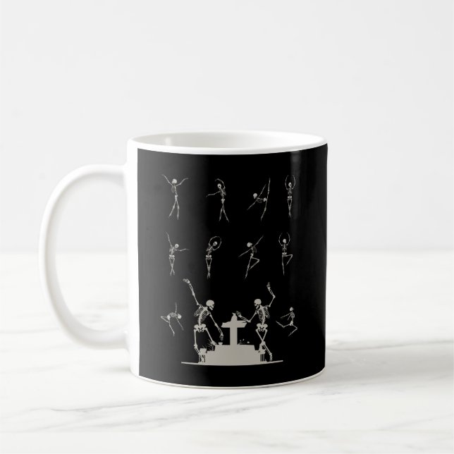 Caneca De Café Skeletons de Dança Spooky Executando Balé (Esquerda)
