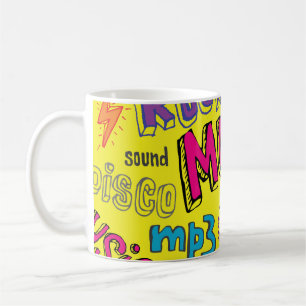 Caneca De Café Sketchy Music Doodles - Fundo Invisível