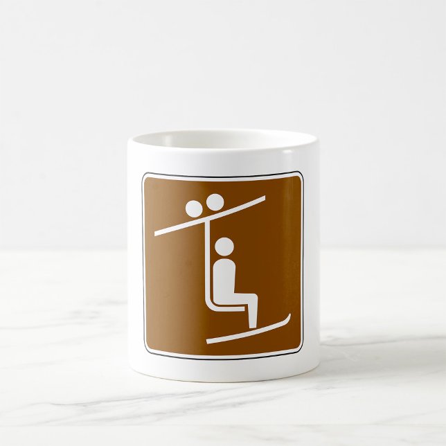 Caneca De Café Ski Lift Symbol Rustic Winter Sports Icon (Criador carregado)