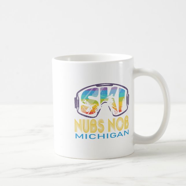 Caneca De Café Ski Nubs Nob Michigan Esquiando Férias (Direita)