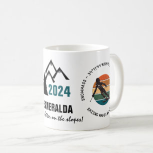 Caneca De Café Ski Snowmass, Colorado - Woman Skier, Black Text