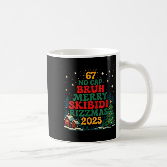 Caneca De Café Skibiddi Rizzmas 2025 Funny Meme Christmas Tree  (Direita)