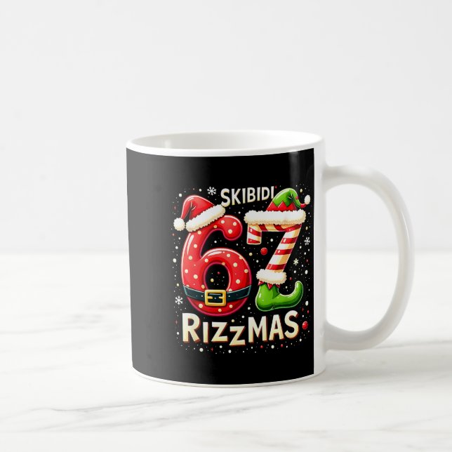 Caneca De Café Skibidi 67 Rizzmas Christmas Meme Funny Elf Santa  (Direita)