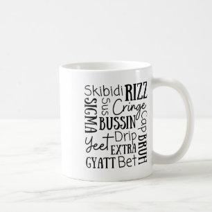 Caneca De Café Skibidi Rizz Crianças Engraçadas Rizz Bussin Gen Z