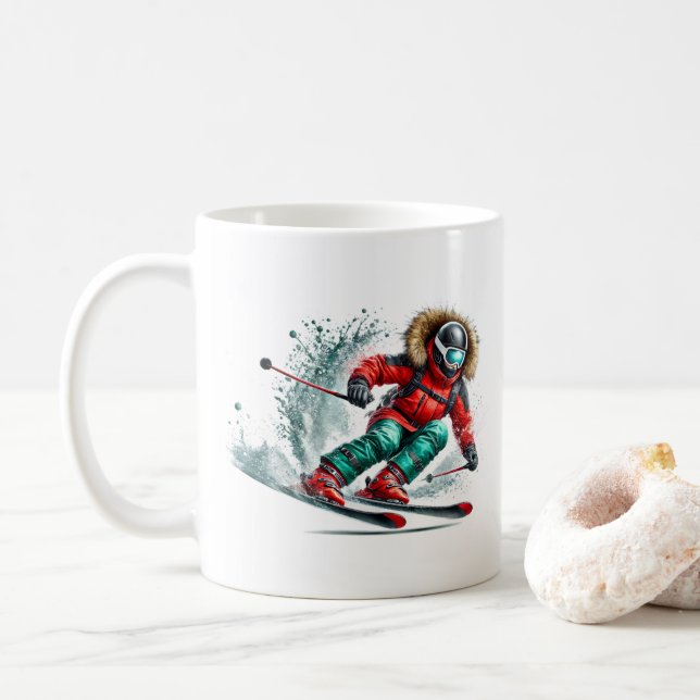 Caneca De Café Skier  (Com Donut)