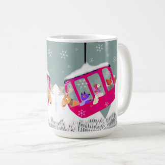 Caneca De Café Skiing Cute Animal Friends in Gondola Mug