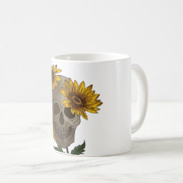 Caneca De Café skull anf sunflowers Mug 