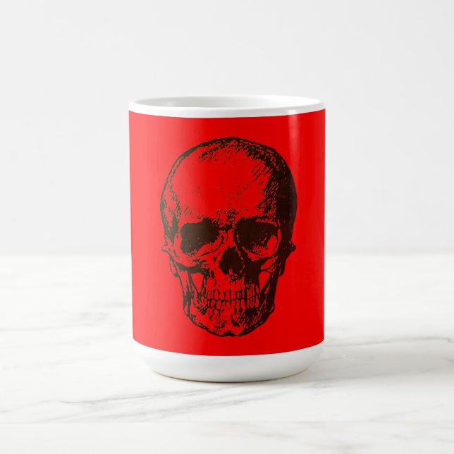 Caneca De Café Skull Fantasy Pop Art Rock Punk Heavy Metal Red (Centro)