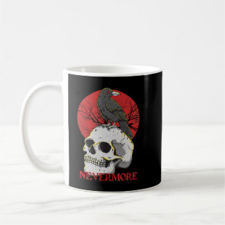 Caneca De Café Skull Nevermore Gothic Crow Raven Skull Head Emo P