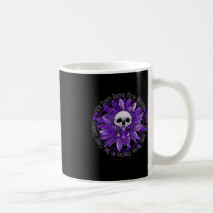 Caneca De Café Skull Sunflower Warrior Roxo Ribbon Alzheimer Aw