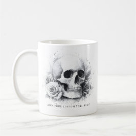 Caneca De Café Skull with roses watercolor painting