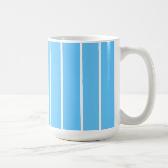 Caneca De Café Sky Blue and White Summer Stripes (Direita)
