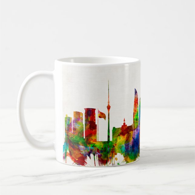 Caneca De Café Skyline Baku Azerbaijão (Esquerda)