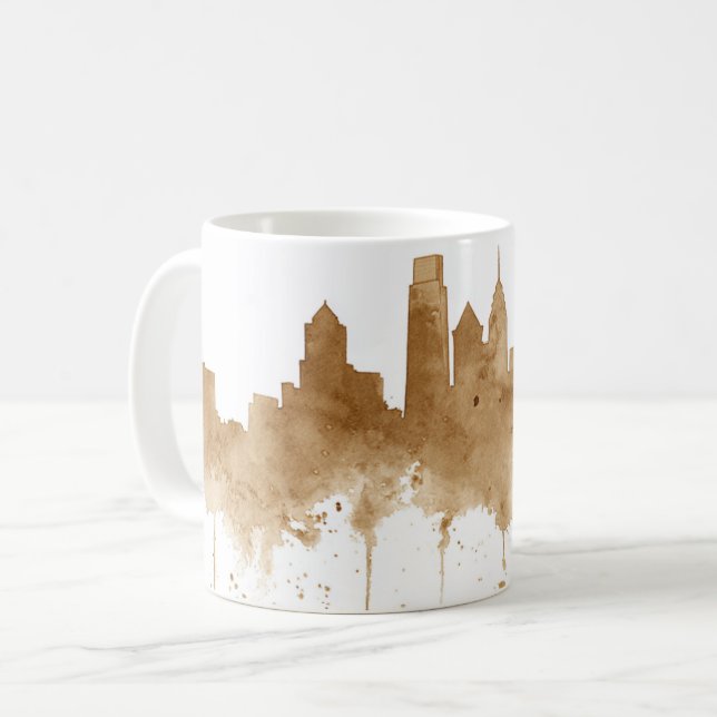 Caneca De Café Skyline City Coffee Stain Art (Frente Esquerda)