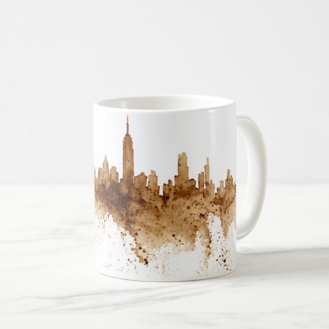 Caneca De Café Skyline City Coffee Stain Art (Frente Esquerda)