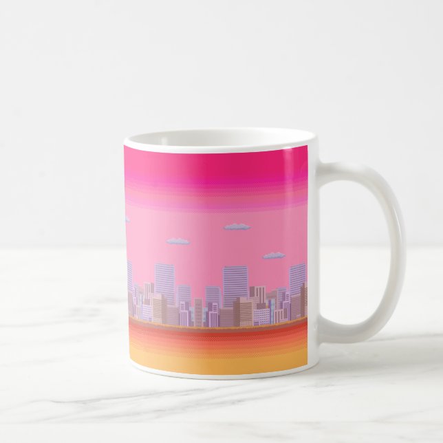 Caneca De Café Skyline de 8 bits (Direita)