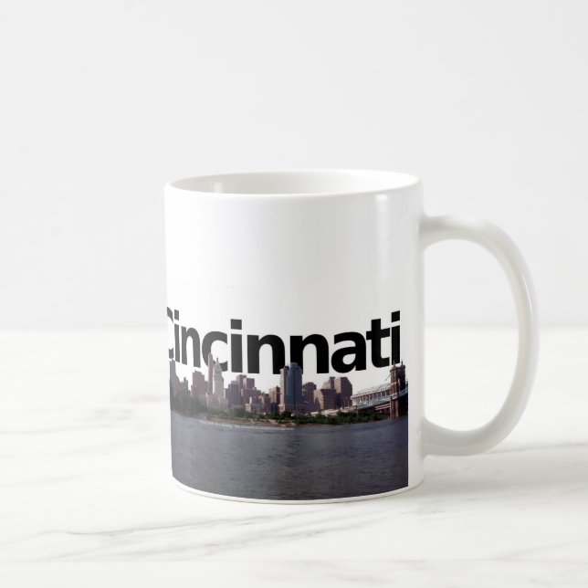 Caneca De Café Skyline de Cincinnati com o Cincinnati no abov do (Direita)